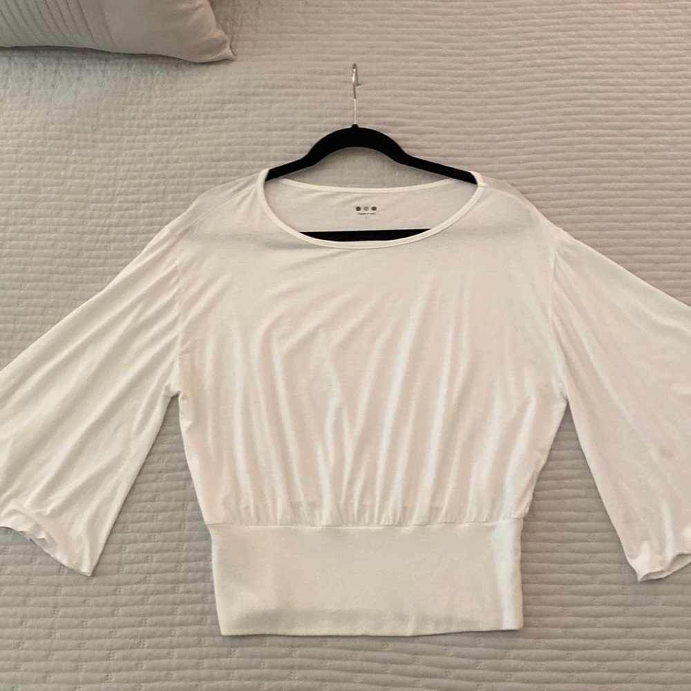 Three Dots Womens 3/4 Sleeve White Top